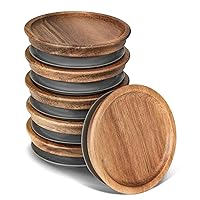 6 Pack Regular Mouth Canning Jar Lids, Reusable Wooden Storage Lids with Silicone Seal for Regular Mouth Jars