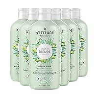 ATTITUDE Bubble Bath, EWG Verified, Plant and Mineral-Based, Dermatologically Tested, Vegan Body Care Products, Olive Leaves, 16 Fl Oz (Pack of 6)