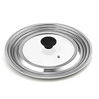 Cook N Home Stainless Steel with Glass Center Universal Lid, Fits 8, 10.25, 11, and 12-Inch, Silver