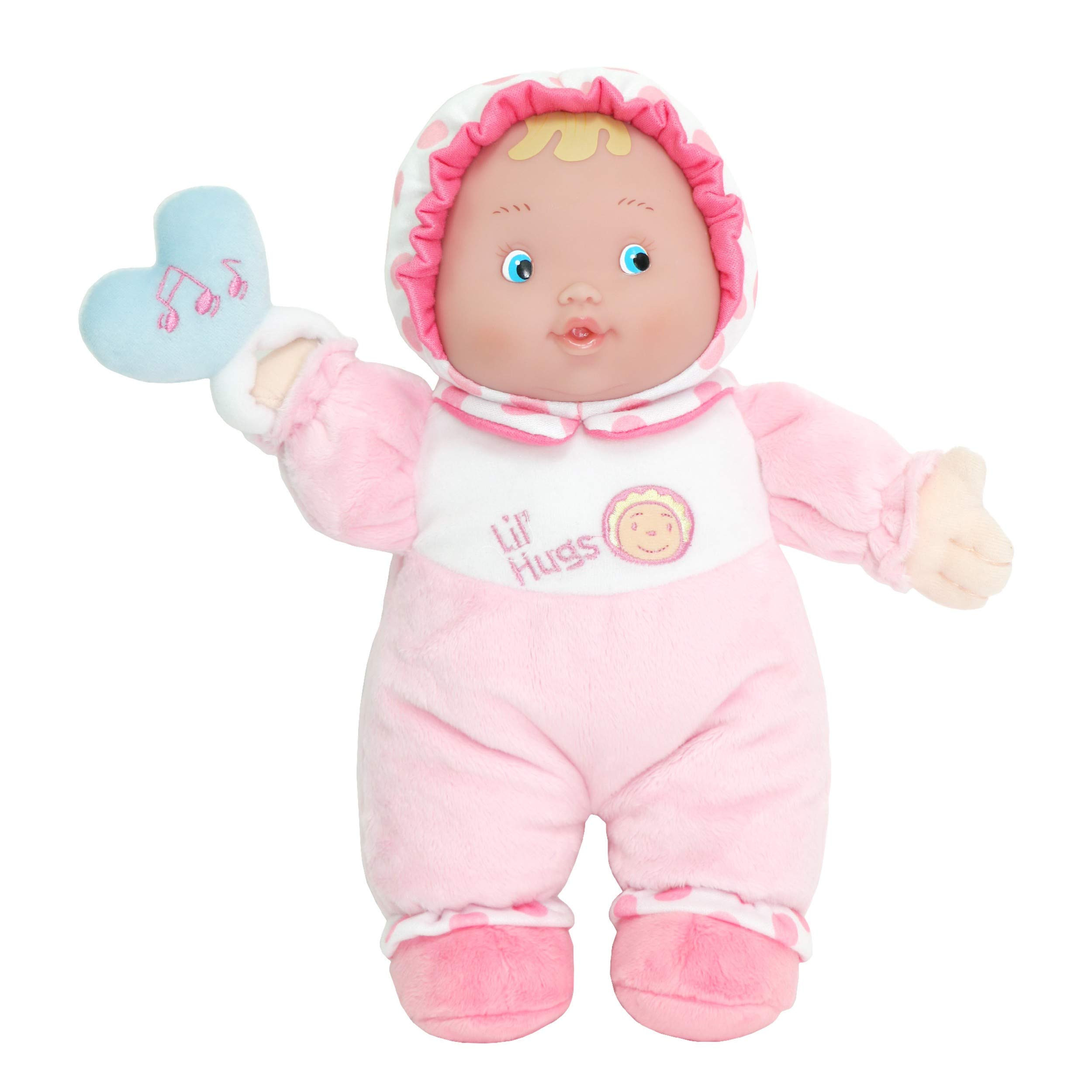 JC Toys Lil’ Hugs Pink Soft Body - Your First Baby Doll – Designed by Berenguer – Ages 0+, 12 inches