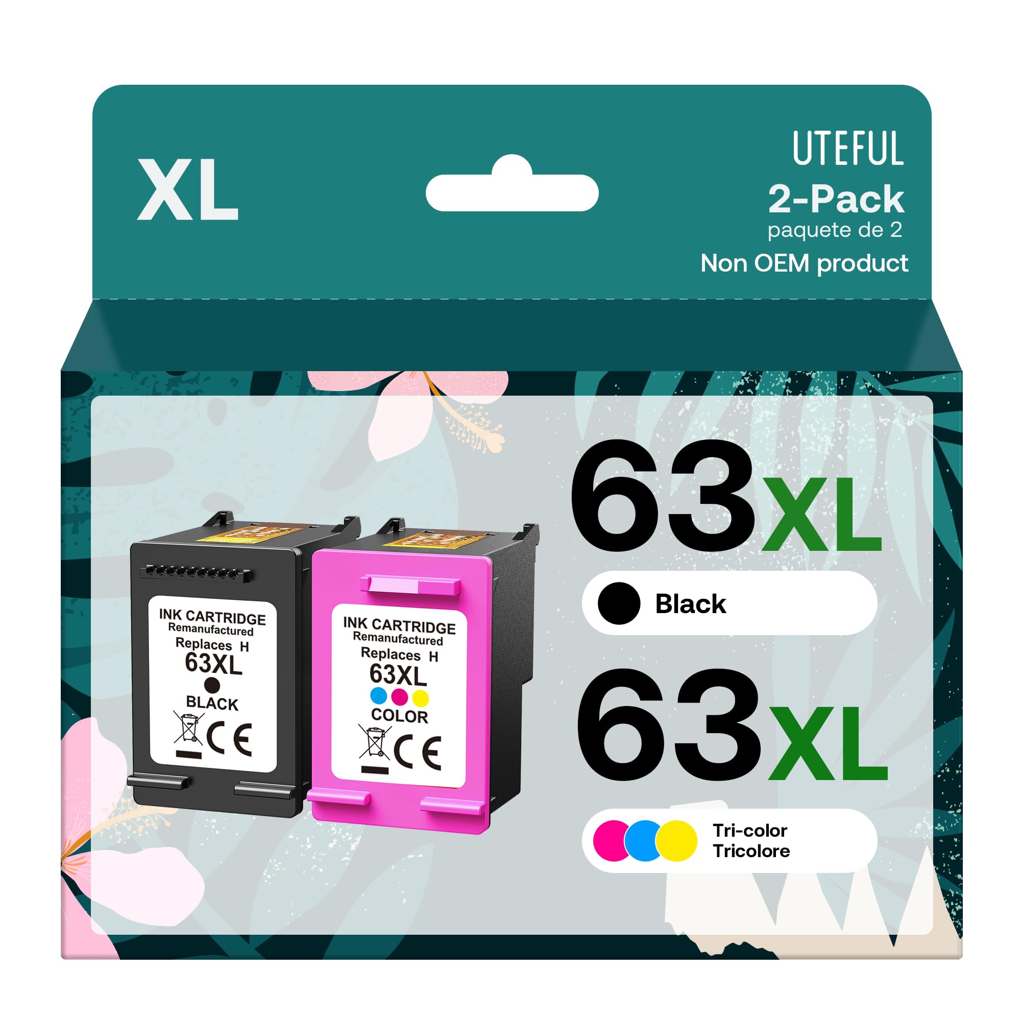 63 Black Color Combo Pack,Remanufactured Ink Cartridge Replacement for HP  63XL for OfficeJet 3830 5252 4650 5258 4655 4652 5255 Envy 4520 3634  DeskJet