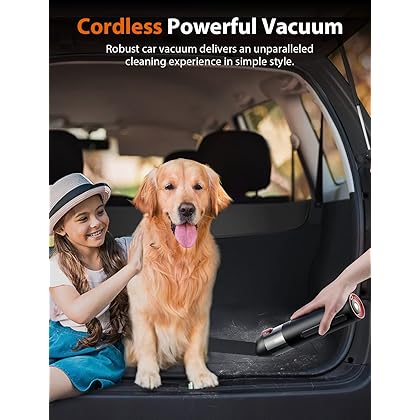 CAFELE 【2023 Upgraded】Portable Car Vacuum Cordless【Instant Car Interior Clean】7500mAH Battery Operated Rechargeable Handheld Vacuum Cleaner Wireless Mini Car Vacuum for Pet Hair, Crumbs, Detail Clean