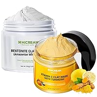 Bentonite Clay Mask & Tumeric Vitamin C Clay Mask, Deep Cleansing Facial Mask