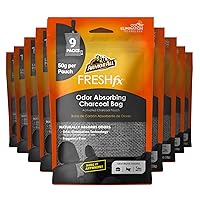 Armor All Fresh FX Charcoal Deodorizer Bags , Natural Bamboo Car Odor Eliminator, Fragrance Free, 9 Pack