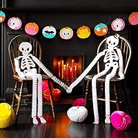 Talking Tables 2x Hanging Skeletons Halloween Party Decorations | Mr & Mrs Paper Honeycombs | Day of the Dead Skulls, Graveyard Props