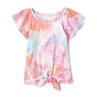 The Children's Place Girls' Short Sleeve Tie Front T-Shirts, Pink Sea Salt, Medium (7/8)