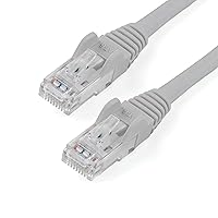 StarTech.com 1ft CAT6 Ethernet Cable - Gray CAT 6 Gigabit Ethernet Wire -650MHz 100W PoE RJ45 UTP Network/Patch Cord Snagless w/Strain Relief Fluke Tested/Wiring is UL Certified/TIA (N6PATCH1GR)