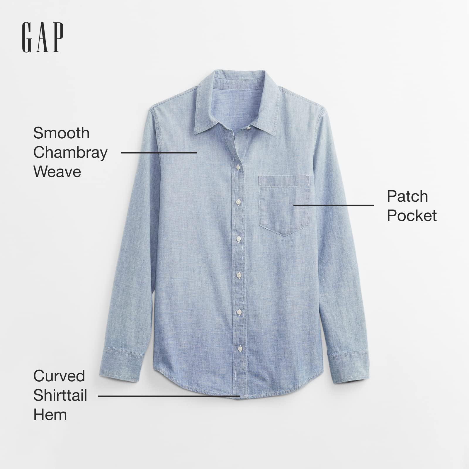 GAP Women's Long Sleeve Button-Down Blouse Easy Shirt