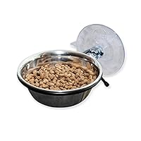 EZ Mount Up and Away Kitty Diner Cat Food Bowl that Mounts to Windows Stainless/Black 12 Ounces