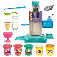 Play-Doh Rainbow Swirl Ice Cream Playset with 7 Pretend Play Kitchen Accessories, Arts and Crafts Toys for 3 Year Old Girls and Boys and Up