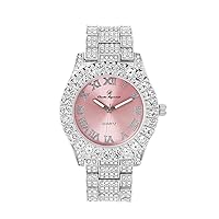 Charles Raymond Women's Big Rocks Bezel Coloured Dial with Roman Numerals Fully Iced Out Watch - ST10327LA