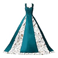Lace Straps Camo Wedding Dresses Bridal Ball Prom Gowns 2024