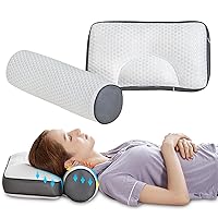 Cervical Neck Roll Pillow for Pain Relief Sleeping, Memory Foam Bolster Cylinder Orthopedic Pillow Ergonomic Support for Bed Legs Back Lumbar and Yoga