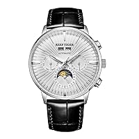 Top Brand Moonphase Complete Calendar Automatic Watch for Men Luminous Waterproof Leather Classic Mechanical Watch RGA8218