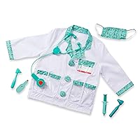 Doctor Role Play Dress-Up Set (7 pcs) - Pretend Play Costume And Kit With Stethoscope For Kids