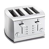 Krups Breakfast Set Stainless Steel Toaster 4 Slice 1500 Watts 6 Brown Settings, Defrost, Reheat, High Lift Lever Silver, Matte and Chrome
