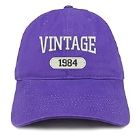 Trendy Apparel Shop Vintage 1984 Embroidered 40th Birthday Relaxed Fitting Cotton Cap
