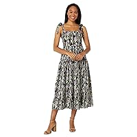 MOON RIVER Woven Printed Tier Dress with Tied Straps