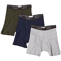 Hanes Big Boys' Hanes Classic Waistband Boxer Brief,Multi,S (6-8)(Pack of 3)