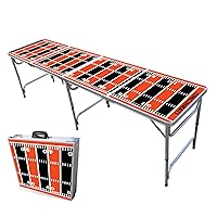 8-Foot Folding Portable Pong Table w/Optional Cup Holes & LED Lights - Cincinnati Football Field (Choose Your Model)