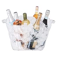Acrylic Square Party Tub - Clear Beverage Cooler w/Handles, Wine Cooler, Beer Chiller, Ideal Party Tubs for Drinks, Use Ice Tub for Indoor or Outdoor Bars, 16.75