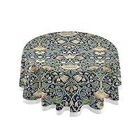ALAZA William Morris Prints Round Tablecloth Polyester Lace Table Covers Circle Table Cloth 60 Inch for Birthday Party Wedding Holiday Kitchen Dining Room Decoration