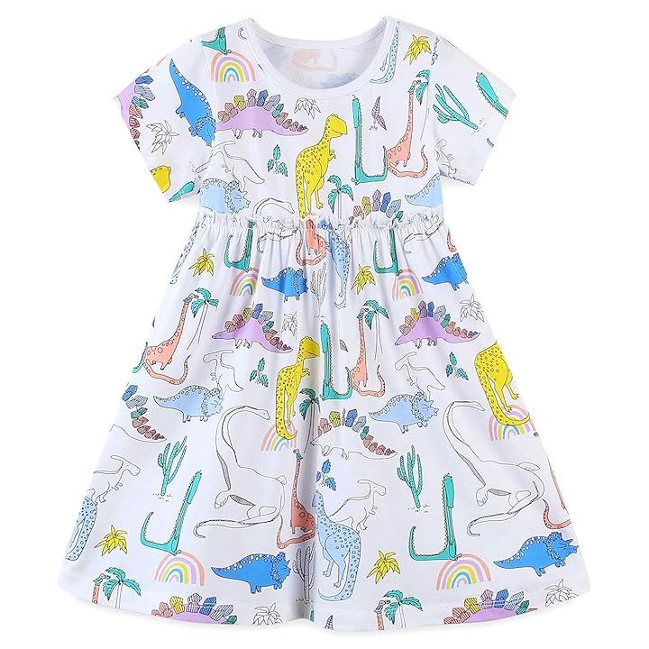 Mua GSVIBK Little Girls Cotton Dress Kid Short Sleeve Cartoon Dress Baby  Cute Dress Toddler Dinosaur Dresses trên Amazon Mỹ chính hãng 2023 | Fado
