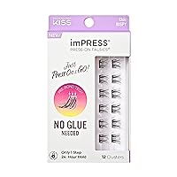 KISS imPRESS False Eyelashes, Lash Clusters, Falsies, Chic Wispy', 12mm-14mm, Includes 12 pieces of pre-bonded lashes, Contact Lens Friendly, Easy to Apply, Reusable Strip Lashes