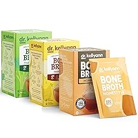 Dr. Kellyann Bone Broth Collagen Powder Packets Variety Pack (3 Boxes, 21 servings), Homestyle, Thai Lemongrass, and French Onion, 16g Collagen Protein per Serving