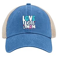 Love You Mom Hats for Women Baseball Caps Trendy Washed Workout Hats Light Weight