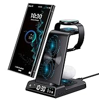 Wireless Charger for Samsung Charging Station, 3 in 1 Android Phone Wireless Charger for Samsung Galaxy S24 Ultra/S23 Ultra/Z Flip 5/Fold 5/Buds, Charger for Galaxy Watch 6/5/4(for Samsung Watch Only)