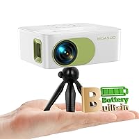 Mini Projector Battery Powered with Bluetooth - Native HD 1080P Rechargeable Projector, Portable Outdoor Movie Projectors with Tripod, Compatible with Smartphone, HDMI, USB, AV, Fire Stick, PS5