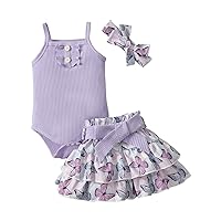 Twins Clothes Girls Children's Clothing Girls Summer Purple Sleeveless Top Butterfly Shorts Kids (Purple, 6-9 Months)