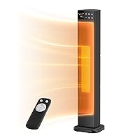 PELONIS 30” Ceramic Tower Space Heater with Adjustable Thermostat for Large Room, 75° Oscillation, Remote Control & 12H Timer, Tip-Over Switch & Overheating Protection, 1500W, PHF15RSAPH30, Black