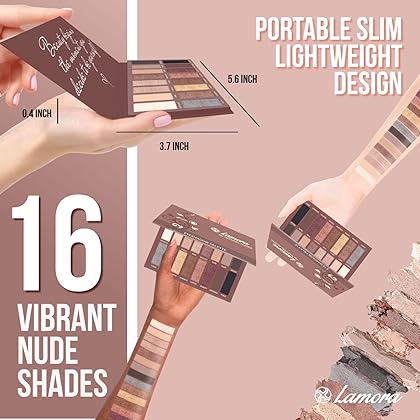 Best Pro Eyeshadow Palette Makeup - Matte Shimmer 16 Colors - Highly Pigmented - Professional Nudes Warm Natural Bronze Neutral Smoky Cosmetic Eye Shadows