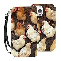A Brood of Chickens Wallet Cases for iPhone 12 with Card Holder - Flip Leather Phone Wallet Case Cover with Card Slots and Wrist Strap,6.1 Inch