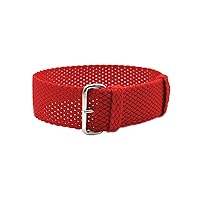 20mm Red Perlon Braided Woven Watch Strap with Silver Buckle