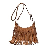 Oichy Fringe Crossbody Bags for Women Hippie Suede Messenger Bag Tassel Shoulder Bag Vintage Handbag