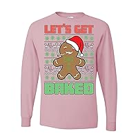 Gingerbread Man Lets Get Baked Ugly Christmas Mens Long Sleeves
