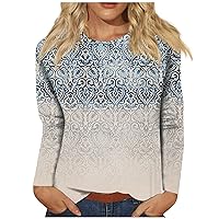 Trendy Tops for Women 2023, Women's Fashion Daily Versatile Casual O-Neck Long Sleeve Printed Top