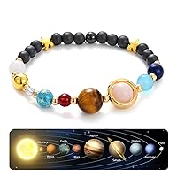 Solar System Bracelet Gemstone Astronomy Galaxy the Nine Planets Guardian Bracelets Jewelry for Womens Mens