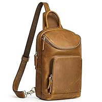 S-ZONE Sling Bag for Women Men Genuine Leather Vintage Crossbody Chest Bags Backpack Daypack Outdoor Travel