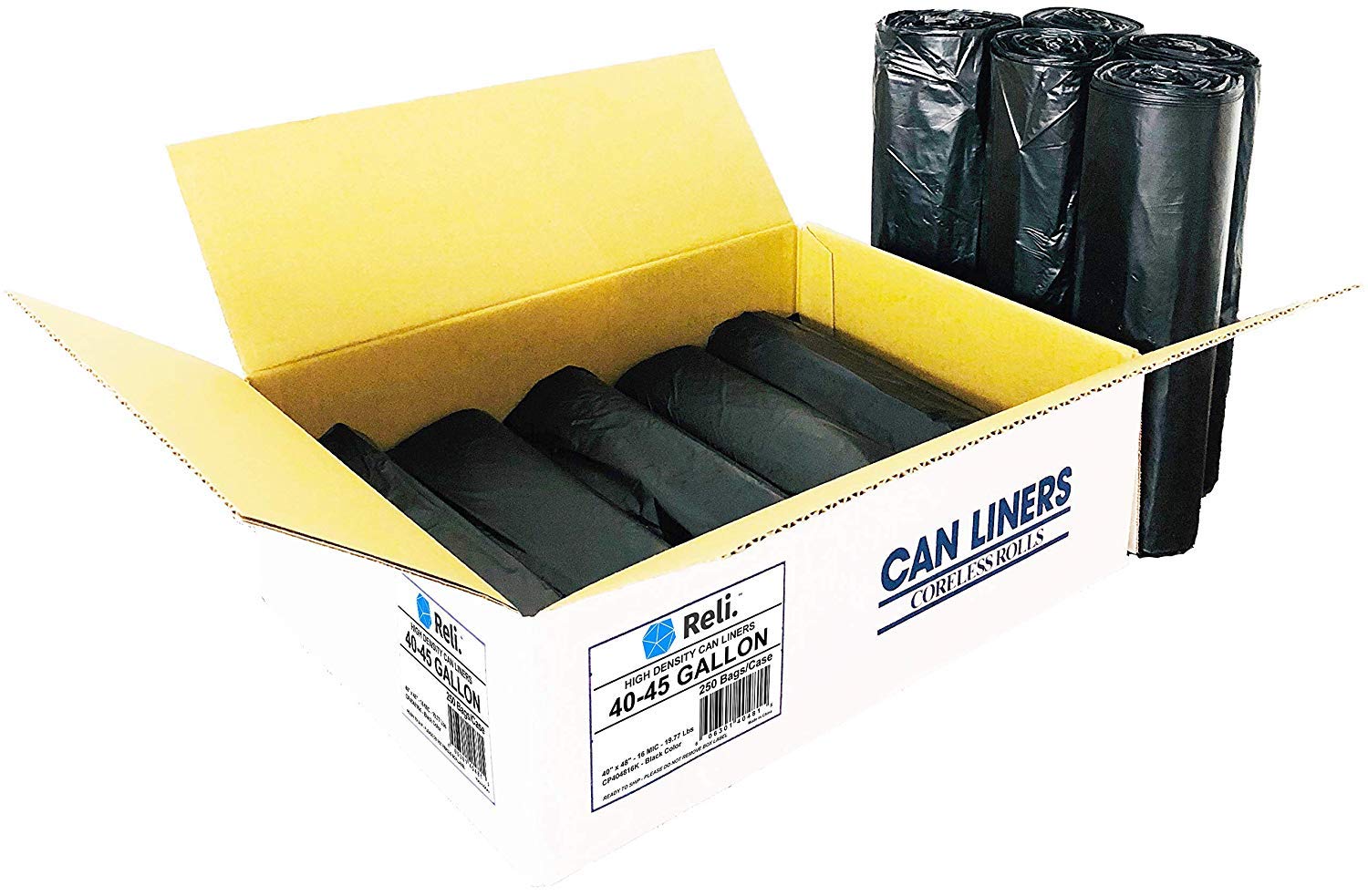 Reli. 16-25 Gallon Trash Bags (500 Count Bulk) Black Garbage Bags 25 Gallon Strength (16 Gallon - 20 Gallon - 25 Gallon