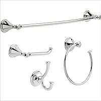 Delta Cassidy 4-Piece Bath Hardware Set with 24 in. Towel Bar, Toilet Paper Holder, Towel Ring, Towel Hook in Polished Chrome