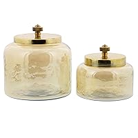 CosmoLiving by Cosmopolitan Glass Decorative Jars with Metal Lids, Set of 2 4