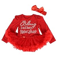 Petitebella Rhinestones Bling in The New Year L/s Baby Dress Nb-18m