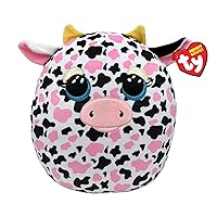 Ty Squishy Beanies - Milkshake the Pink Cow Black and White Soft Plush Cushion with Glitter Eyes - Gift Idea for Young and Old - All to Collect - 13