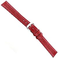 12mm deBeer Lizard Grain Red Leather Padded Stitched Ladies Watch Band Strap