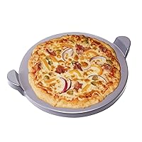 Pizza Kitchen Glazed Round Pizza Stone with Handles for Oven and Grill, 13 inch