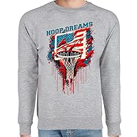 Basketball Hoop Raglan Sweatshirt - USA Flag Crewneck Sweatshirt - Cool Trendy Sweatshirt